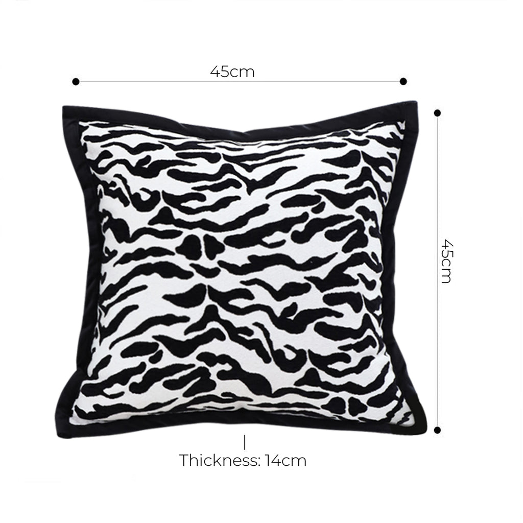 SOGA 45cm Black and White Luxury Cushion Light Mottled Texture Square