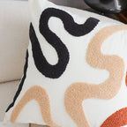 SOGA 45cm Cream Black Geometric Squiggly Pattern Throw Pillow