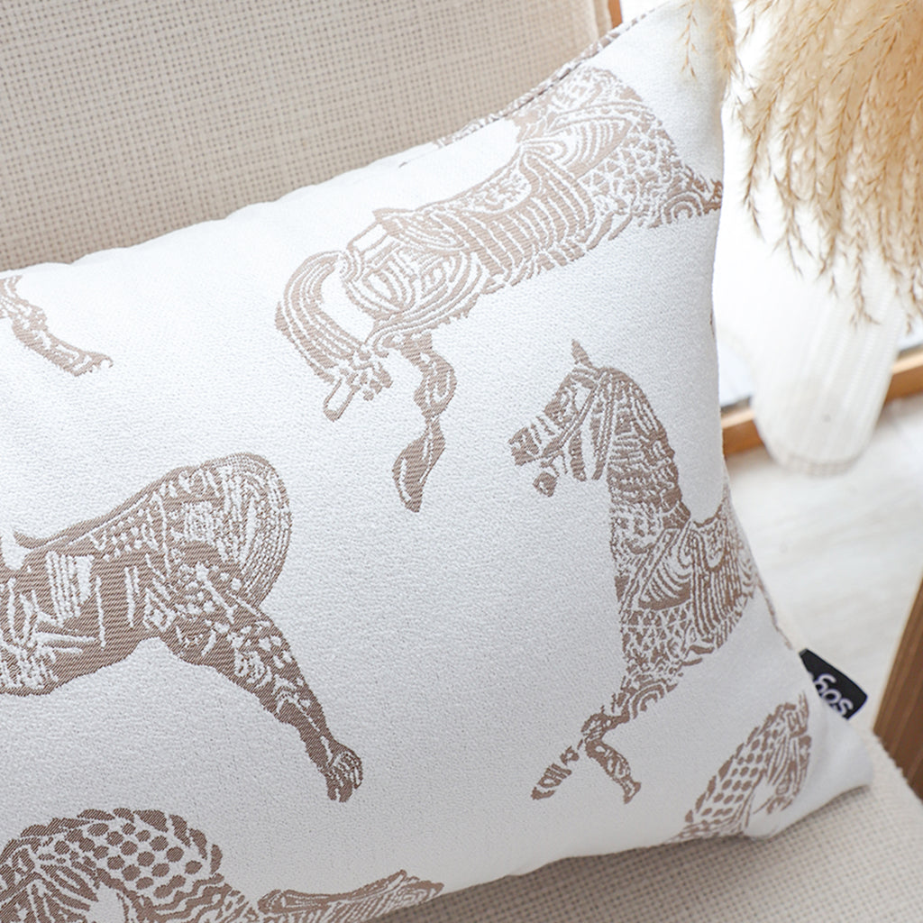 SOGA 35cm White Decorative Horse Pattern Cushion Throw Pillow