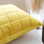 SOGA 50cm Yellow Quilted Grid Pattern Decorative Throw Pillow