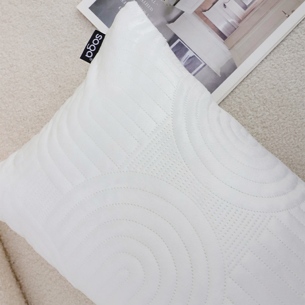 SOGA 30cm White Textured Geometric Pattern Decorative Throw Pillow