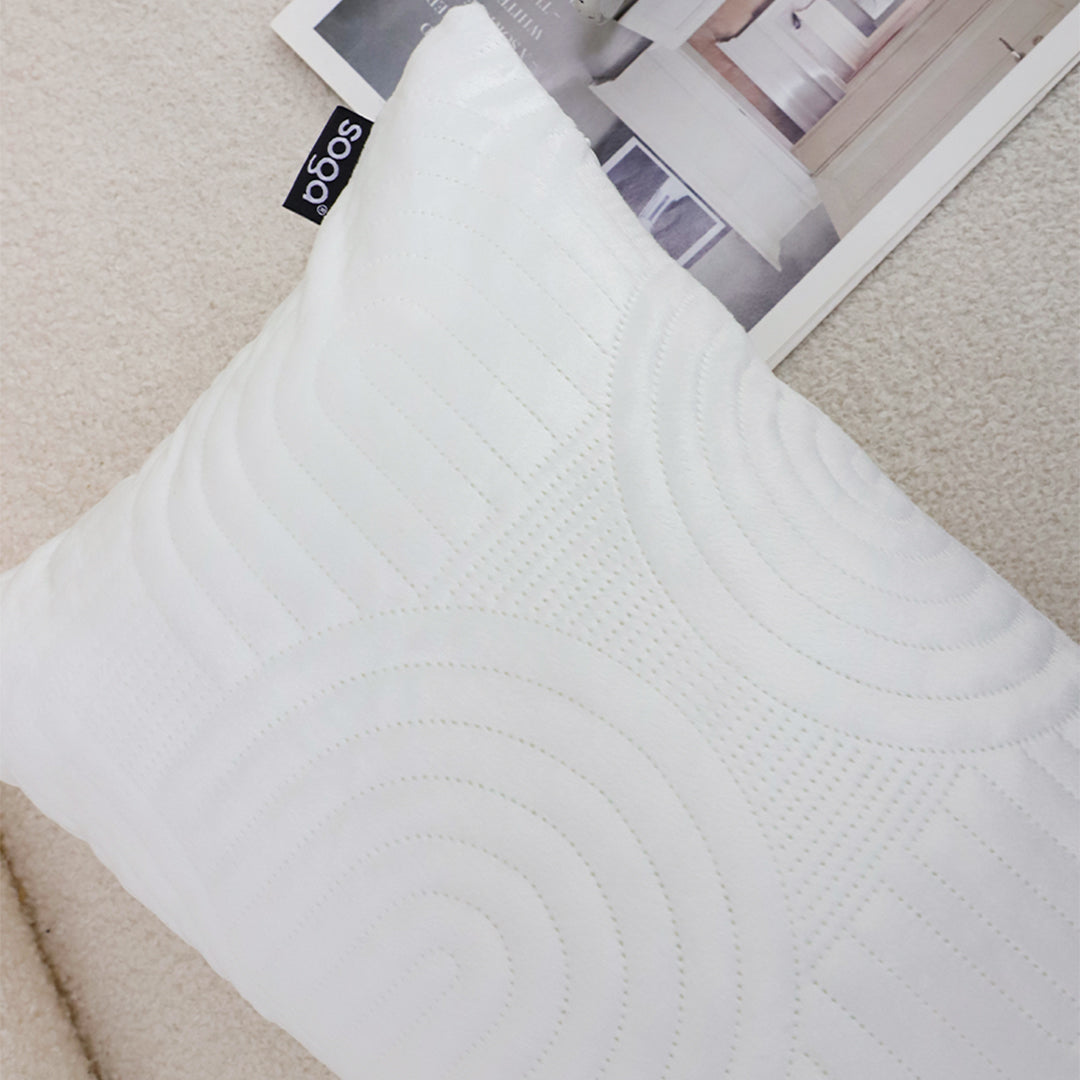 SOGA 30cm White Textured Geometric Pattern Decorative Throw Pillow