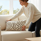 SOGA 30cm Gray White Abstract Swirl Pattern Decorative Throw Pillow