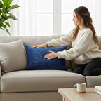 SOGA 30cm Blue Textured Geometric Pattern Decorative Throw Pillow