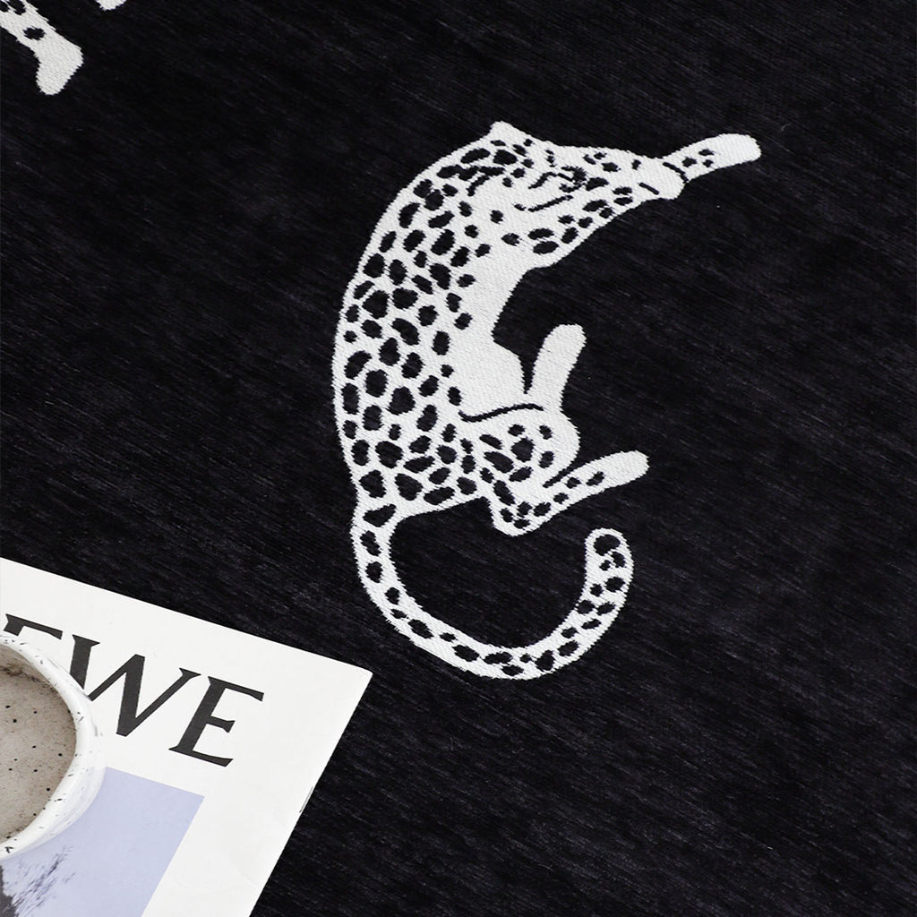 SOGA One-Seater Black Leopard Print 90x90cm Throw Blanket Sofa Cover