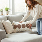 SOGA Boho Tufted Cushion 30x50cm Tassel White Brown Circle Decorative Throw Pillow