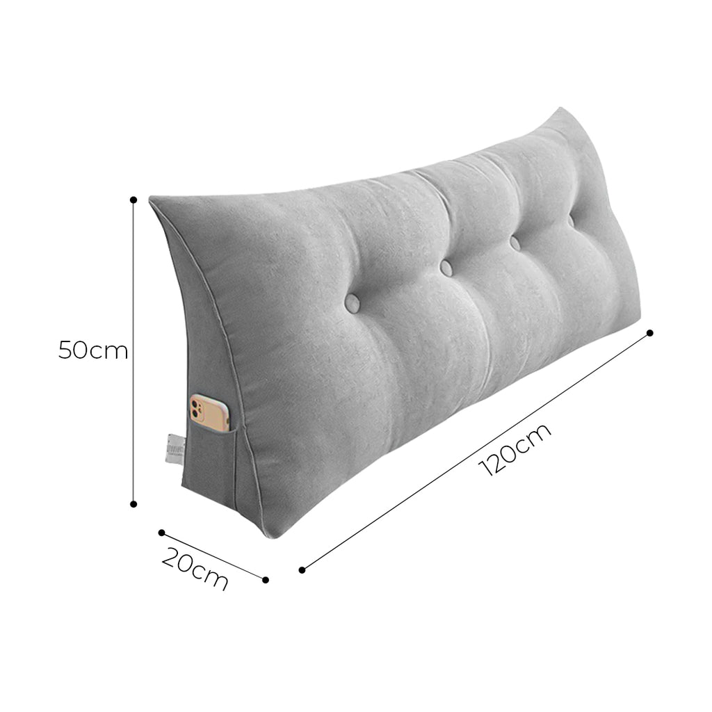 SOGA 120cm Silver Wedge Bed Cushion