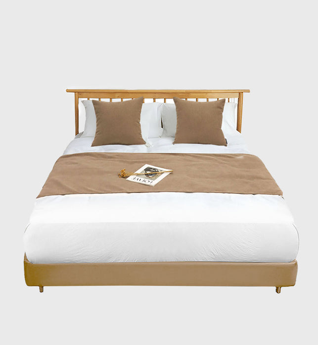 1.5m Bed Light Brown Vintage Scarf Runner Bedding Tail Pad Flag Set of 3