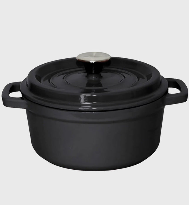 Cast Iron Porcelain Casserole 5L Black 24cm