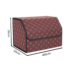 Leather Car Boot Foldable Trunk Cargo Organizer Box Coffee/Gold Stitch Medium
